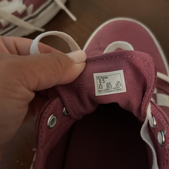 Vans size 8.5 Old Skool Primary Check Shoe Rosette Pink - Picture 5 of 7